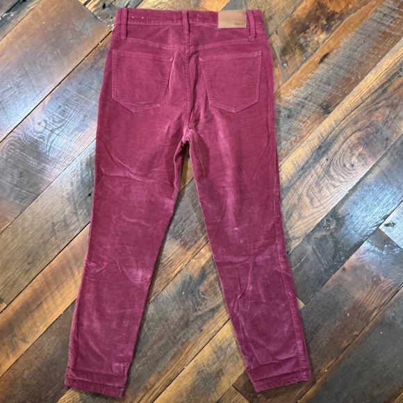 Madewell 10" High-Rise Skinny Jeans Stretch Velvet Dusty Burgundy Women’s 26 - Picture 4 of 9